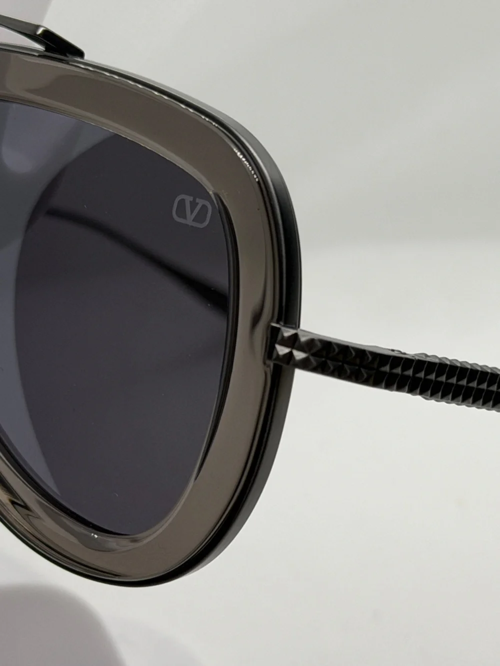 Valentino Gray and Black Aviator Sunglasses